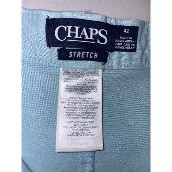 Chaps Shorts 42 1-Blue & 1-Tan Chino Khaki Comfort Waistband Stretch Flat Front - Picture 6 of 16